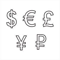 Global currency symbols finance and money icon set