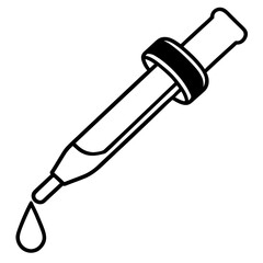 Scientific Pipette Outline Vector Illustration