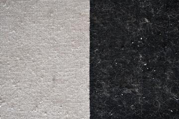 Cat hair on rug or carpet. Plenty dust on rug. The concept of how to remove cat hair on the carpet.