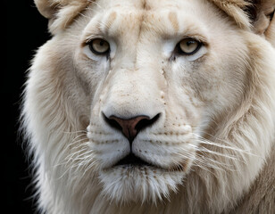 A magnificent Lion King, Portrait of a majestic white lion.