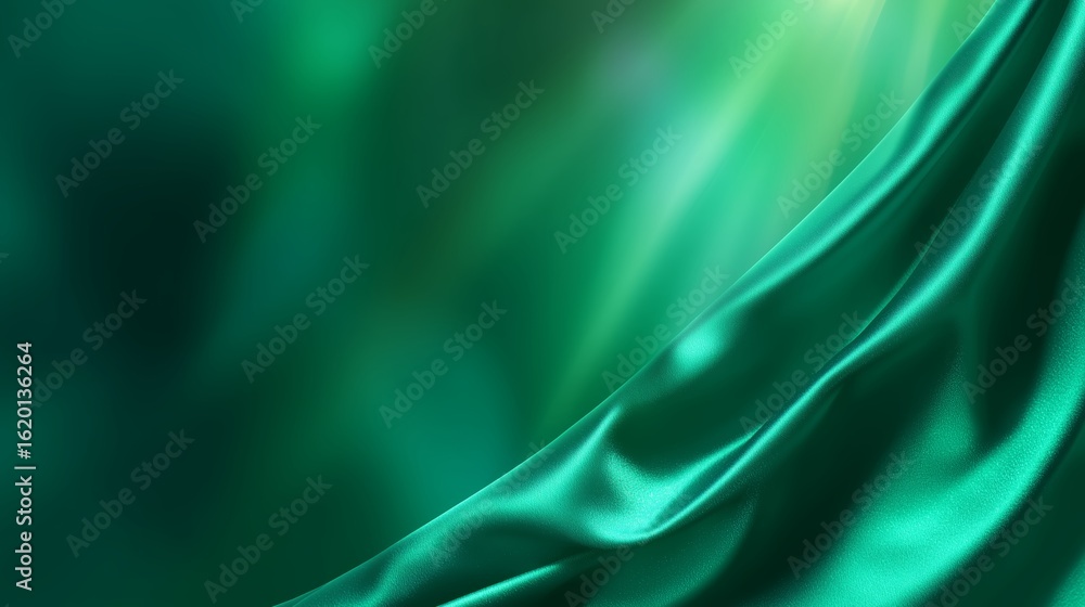 Poster elegant green silk fabric drapes create a serene and calming atmosphere in a soft light setting