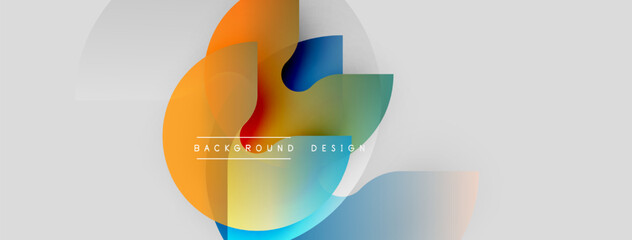 Abstract colorful shapes overlap. Modern design features gradients, circles, smooth transitions. Background suggests creativity, innovation.