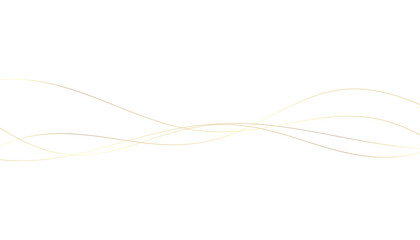 Abstract Golden Wavy Lines, Flowing Curves with Different Tones on White Background, Vector Illustration