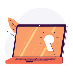 Laptop computer screen showing keyhole symbol representing cybersecurity and data protection