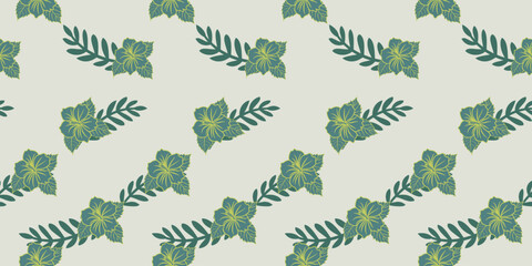 Seamless vector pattern with green leaves, a natural and floral textile design