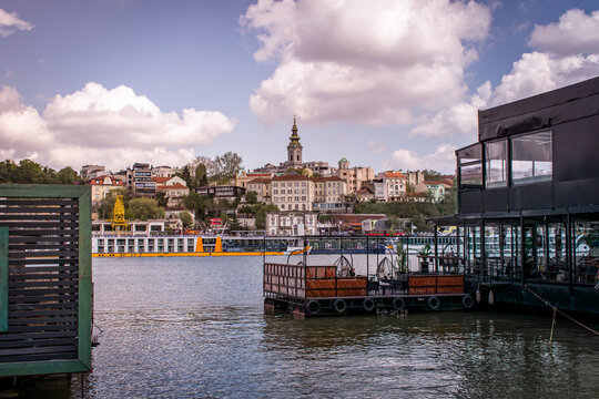 A cafe-bar on the Danube River in Belgrade.