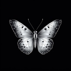 White butterfly on black background.