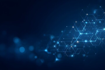 Blue background with a hexagonal pattern for a technology, science, 
