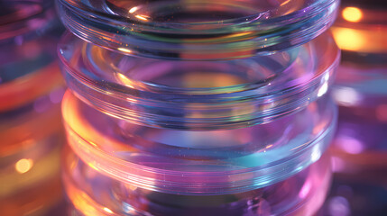 stacked gel discs suspended in translucent cylinder