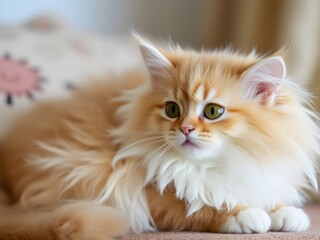 Adorable Orange Cat with Fluffy, Soft Fur – Sweet and Charming Feline Portrait (AI Generated)