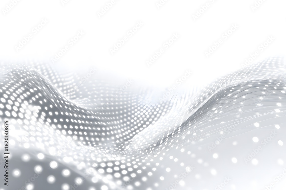 Poster abstract white background with gradient dots and glow, a futuristic design for technology or digital