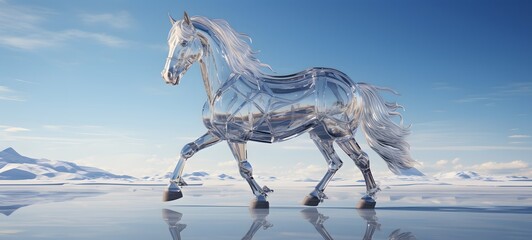 Beautiful crystal horse, dreamy style, generative AI
