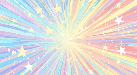 Pastel Rainbow Burst with Stars A Dreamy Abstract Background Illustration for Celebrations and Festive Designs