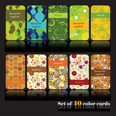 Collection of 10 abstract vector cards with geometric and ethnic-inspired patterns. Warm earthy tones, editable text areas, perfect for creative branding, packaging, or invitations.