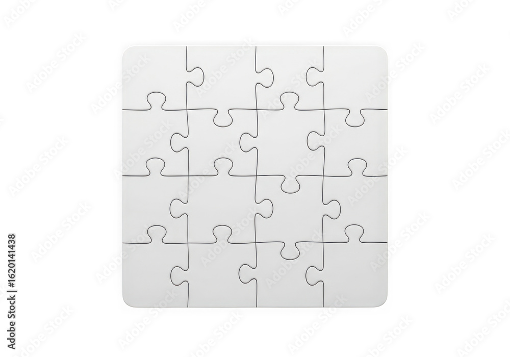 Poster puzzle complete white jigsaw game piece solution isolated on transparent background