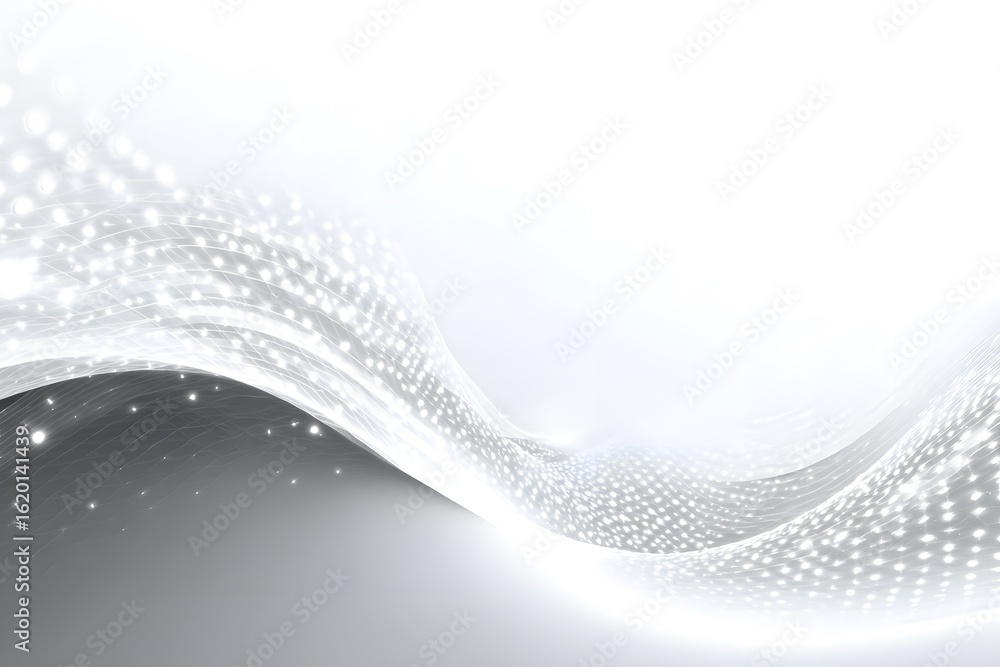 Poster abstract white background with gradient dots and glow, a futuristic design for technology or digital