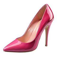 Elegant pink high heel shoe isolated against a black background ideal for fashion concepts