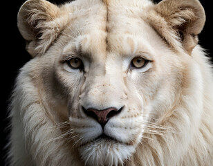 A magnificent Lion King, Portrait of a majestic white lion. white lion portrait.