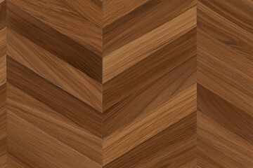 A close-up shot of a chevron-patterned wooden floor, showcasing the beauty of natural wood grain and textures