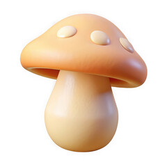 Cute 3d rendered mushroom illustration with a rounded cartoonish appearance isolated on black