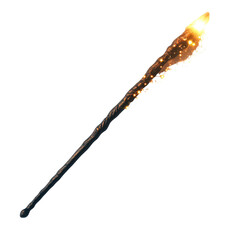 Naklejka premium Magic wand with sparkling light and mystical aura isolated on transparent background, cutout png