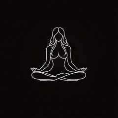 Woman striking a yoga pose on black background.