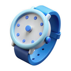 Elegant 3d illustration of a blue and white wristwatch with modern minimalist design