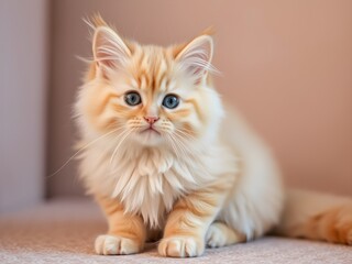 Adorable Orange Cat with Fluffy, Soft Fur – Sweet and Charming Feline Portrait (AI Generated)