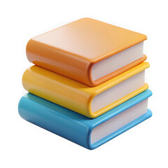 Colorful stack of three books with glossy covers on a black background illustrating education