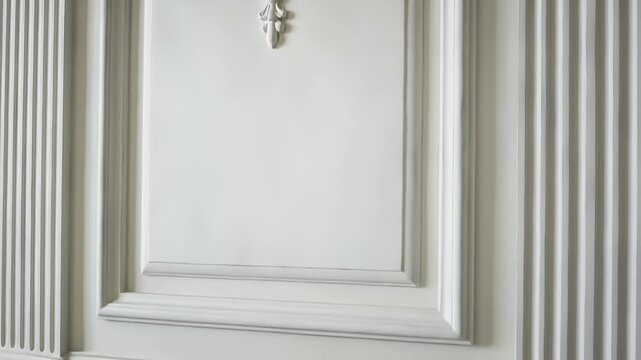 Ornate White Wall Panel with Intricate Decorative Plasterwork Architecture Design