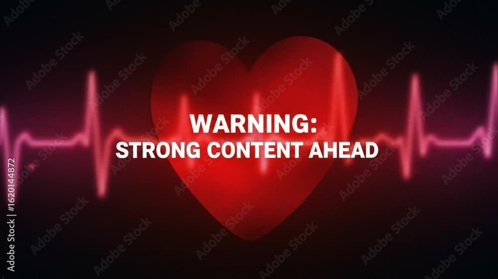 Poster animated warning sequence with heartbeat and lightning effects in red