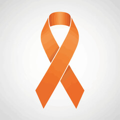 A simple orange ribbon symbol, representing awareness and support for a cause.