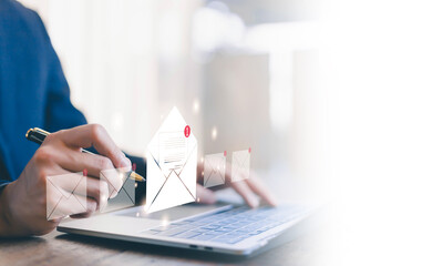 New email notification concept, business online communication, email communication, digital...