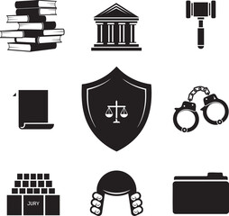 Legal Justice Authority Icon Set