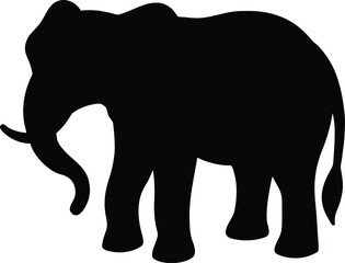 Fototapeta premium Silhouette illustration of a walking elephant in profile view