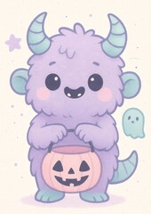 Cute monster Halloween mobile wallpaper.
