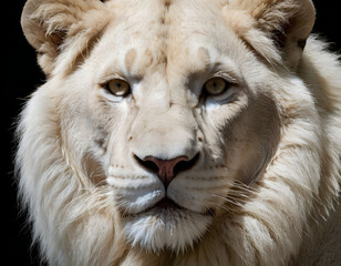 A magnificent Lion King, Portrait of a majestic white lion.