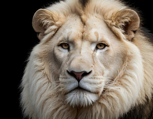 A magnificent Lion King, Portrait of a majestic white lion. portrait of a lion.