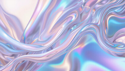 Abstract Iridescent Liquid Waves with Holographic Texture