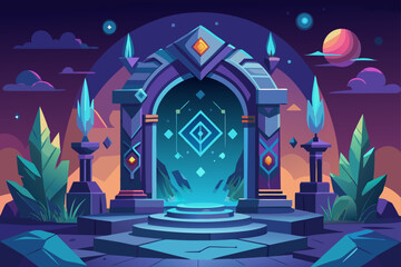 Stylized Vector Art of an Ancient Portal or Gateway