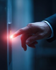 Hand pressing biometric security scanner