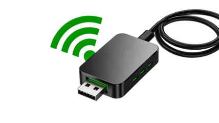 USB WiFi Adapter with Wireless Signal Icon – Network Connectivity Device

