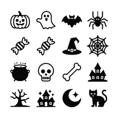 Obraz premium Cute Halloween vector illustration of Awesome Halloween Icons: Spooky Graphics for Your Projects