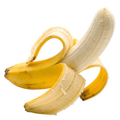 peeled banana isolated on transparent background  