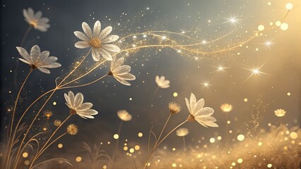abstract floral background with golden flowers