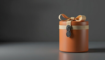 Stylish gift box with a bow on a minimalist gray background