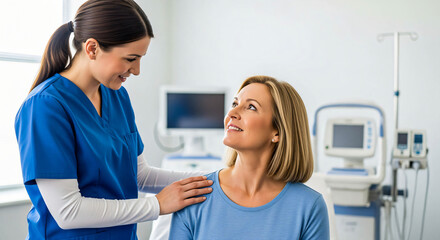 Obraz premium Compassionate Care: Healthcare Professional Comforting Patient