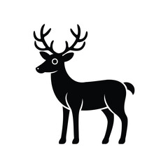 Obraz premium Stylized Silhouette of a Deer with Antlers on a White Background