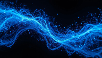 Abstract Blue Glowing Energy Wave on Dark Background