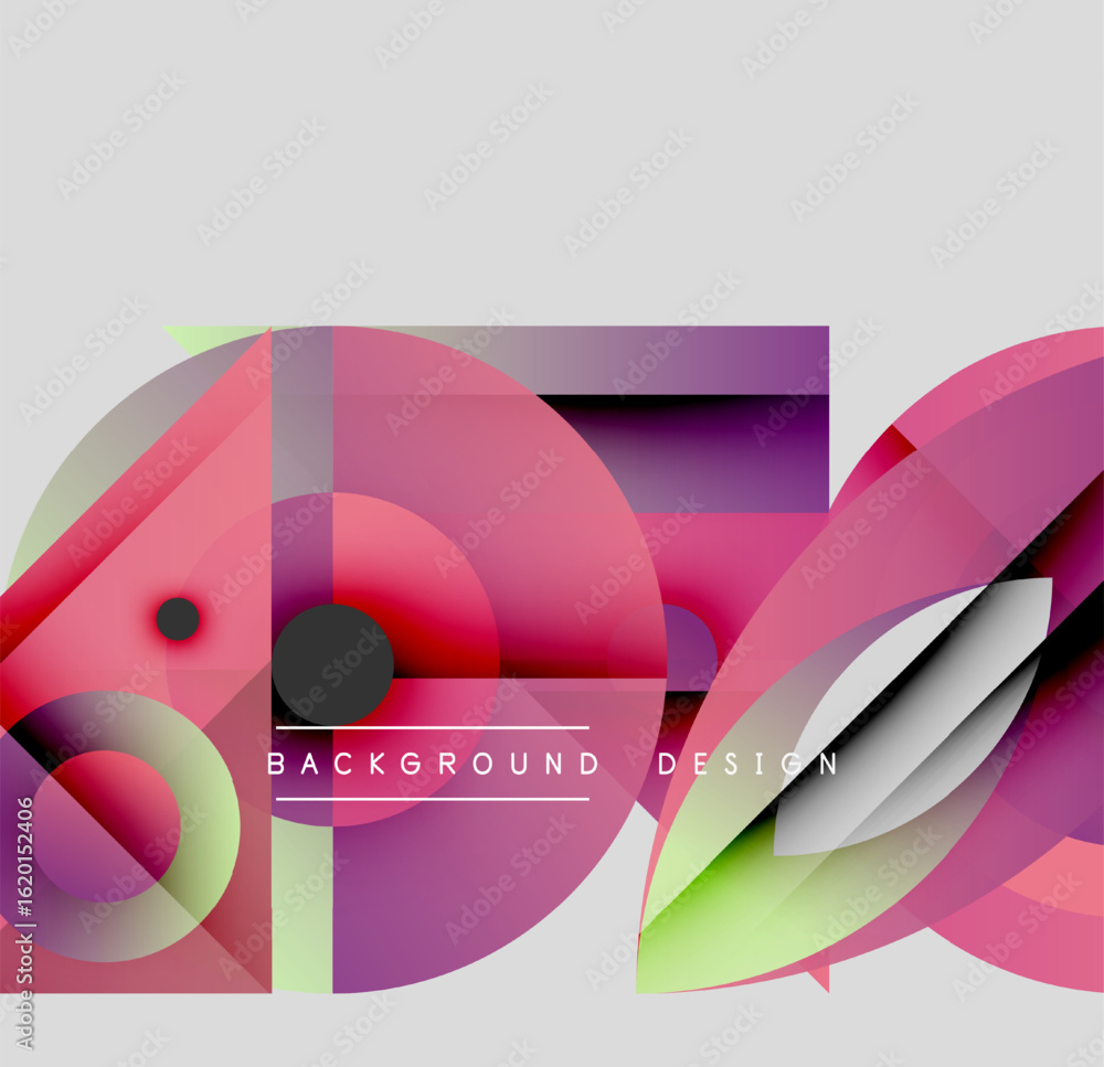 Poster abstract geometric shapes, vibrant colors, dynamic composition. modern design elements create visual